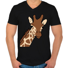 PRINTFASHION zsiráf - Férfi V-nyakú póló - Fekete