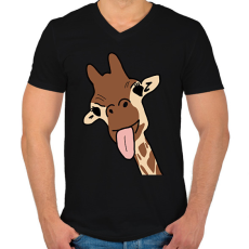 PRINTFASHION Zsiráf - Férfi V-nyakú póló - Fekete