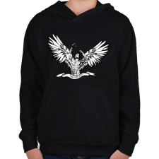PRINTFASHION Zyzz Angel - Gyerek kapucnis pulóver - Fekete gyerek pulóver, kardigán