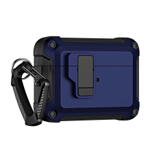 Pro Armor Tok Airpods 4-Hoz, Karabiner Tokborítással, Kék fülhallgató, fejhallgató tok