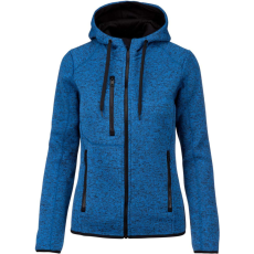 PROACT cipzáras kapucnis vastag Női pulóver bolyhos belsővel PA366, Light Royal Blue Mélange-S