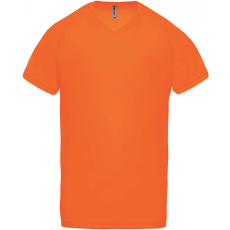 PROACT Férfi póló Proact PA476 Men’S v-neck Short Sleeve Sports T-Shirt -M, Fluorescent Orange