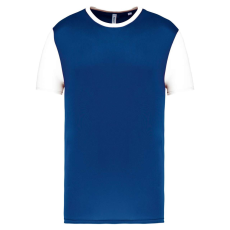 PROACT kétszínű rövid ujjú környakas unisex sportpóló PA4023, Dark Royal Blue/White-M