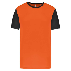 PROACT kétszínű rövid ujjú környakas unisex sportpóló PA4023, Orange/Black-L