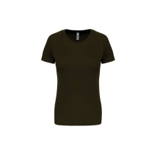 PROACT Női környakas raglános rövid ujjú sportpóló PA439, Dark Khaki-XS női póló