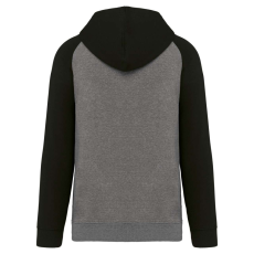 PROACT PA369 kétszínű raglán ujjú kapucnis pulóver Proact, Grey Heather/Black-L