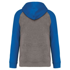 PROACT PA369 kétszínű raglán ujjú kapucnis pulóver Proact, Grey Heather/Sporty Royal Blue-XL