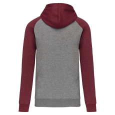 PROACT PA369 kétszínű raglán ujjú kapucnis pulóver Proact, Grey Heather/Wine Heather-S