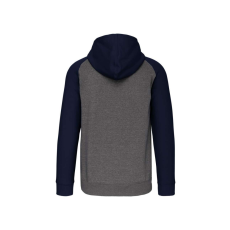 PROACT PA380 kétszínű cipzáras kapucnis kapucnis pulóver Proact, Grey Heather/Sporty Navy-S
