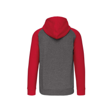 PROACT PA380 kétszínű cipzáras kapucnis kapucnis pulóver Proact, Grey Heather/Sporty Red-3XL