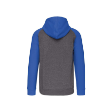 PROACT PA380 kétszínű cipzáras kapucnis kapucnis pulóver Proact, Grey Heather/Sporty Royal Blue-S