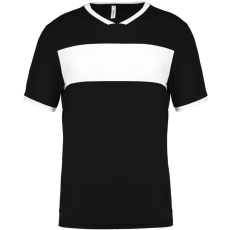 PROACT PA4000 rövid ujjú V-nyakú férfi sportpóló, kontrasztos betéttel Proact, Black/White-L