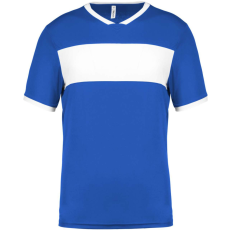 PROACT PA4000 rövid ujjú V-nyakú férfi sportpóló, kontrasztos betéttel Proact, Sporty Royal Blue/White-2XL