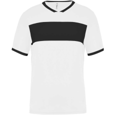 PROACT PA4000 rövid ujjú V-nyakú férfi sportpóló, kontrasztos betéttel Proact, White/Black-3XL