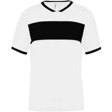 PROACT PA4001 rövid ujjú V-nyakú gyerek sportpóló, kontrasztos betéttel Proact, White/Black-4/6