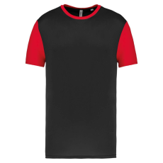 PROACT PA4023 kétszínű rövid ujjú környakas unisex sportpóló Proact, Black/Sporty Red-L