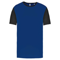 PROACT PA4023 kétszínű rövid ujjú környakas unisex sportpóló Proact, Dark Royal Blue/Black-3XL