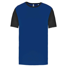PROACT PA4023 kétszínű rövid ujjú környakas unisex sportpóló Proact, Dark Royal Blue/Black-XS férfi póló
