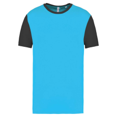 PROACT PA4023 kétszínű rövid ujjú környakas unisex sportpóló Proact, Light Turquoise/Dark Grey-3XL