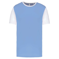 PROACT PA4023 kétszínű rövid ujjú környakas unisex sportpóló Proact, Sky Blue/White-M