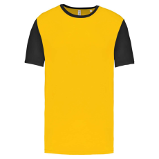 PROACT PA4023 kétszínű rövid ujjú környakas unisex sportpóló Proact, Sporty Yellow/Black-XL