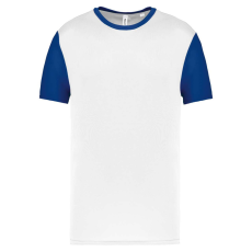 PROACT PA4023 kétszínű rövid ujjú környakas unisex sportpóló Proact, White/Dark Royal Blue-XS