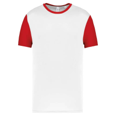 PROACT PA4023 kétszínű rövid ujjú környakas unisex sportpóló Proact, White/Sporty Red-S