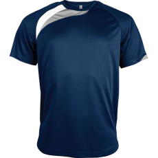 PROACT PA436 unisex rövid ujjú kereknyakú sportpóló színes panelekkel Proact, Sporty Navy/White/Storm Grey-M