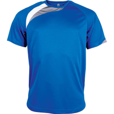 PROACT PA436 unisex rövid ujjú kereknyakú sportpóló színes panelekkel Proact, Sporty Royal Blue/White/Storm Grey-L