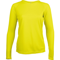 PROACT PA444 Női hosszú ujjú kereknyakú sportpóló Proact, Fluorescent Yellow-S