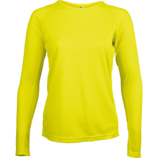 PROACT PA444 Női hosszú ujjú kereknyakú sportpóló Proact, Fluorescent Yellow-XS női póló