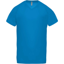 PROACT PA476 V-nyakú férfi rövid ujjú sportpóló Proact, Aqua Blue-S férfi póló