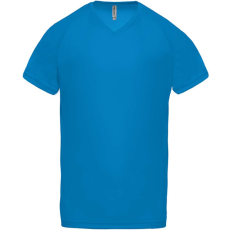 PROACT PA476 V-nyakú férfi rövid ujjú sportpóló Proact, Aqua Blue-XL