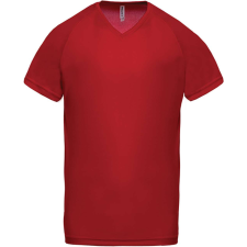 PROACT PA476 V-nyakú férfi rövid ujjú sportpóló Proact, Red-3XL férfi póló