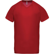PROACT PA476 V-nyakú férfi rövid ujjú sportpóló Proact, Red-XS