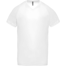 PROACT PA476 V-nyakú férfi rövid ujjú sportpóló Proact, White-L