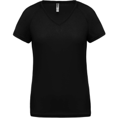 PROACT PA477 Női rövid ujjú V-nyakú sportpóló Proact, Black-S