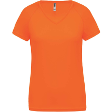 PROACT PA477 Női rövid ujjú V-nyakú sportpóló Proact, Fluorescent Orange-XL
