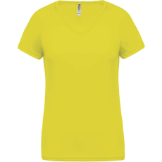 PROACT PA477 Női rövid ujjú V-nyakú sportpóló Proact, Fluorescent Yellow-2XL