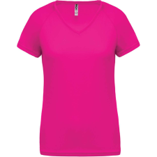 PROACT PA477 Női rövid ujjú V-nyakú sportpóló Proact, Fuchsia-L női póló