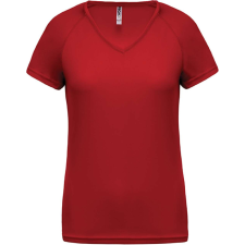 PROACT PA477 Női rövid ujjú V-nyakú sportpóló Proact, Red-2XL női póló