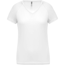 PROACT PA477 Női rövid ujjú V-nyakú sportpóló Proact, White-S női póló