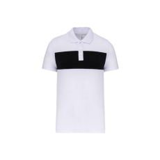 PROACT PA493 rövid ujjú galléros unisex sprtpóló kontrasztos betéttel Proact, White/Black-2XL