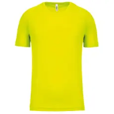 PROACT rövid ujjú kereknyakú gyerek sportpóló PA445, Fluorescent Yellow-12/14