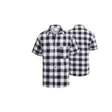 Procera Flanell rövid ujjú ing, fehér-fekete, XL-es méret munkaruha