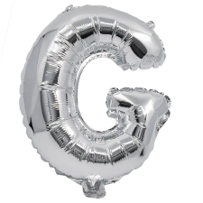 Procos Betű formájú fólia lufi ezüst színben – G betű 32cm party kellék
