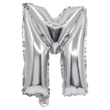 Procos Betű formájú fólia lufi ezüst színben – M betű 32cm party kellék