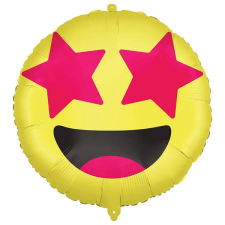 Procos Emoji fólia lufi – Csillagos szemű mosolygós arc 46cm party kellék