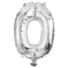 Procos Számos fólia lufi ezüst színben – 0-ás szám 32cm party kellék