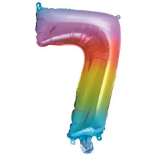 Procos Számos fólia lufi metál szivárvány színben – 7-es szám 34cm party kellék